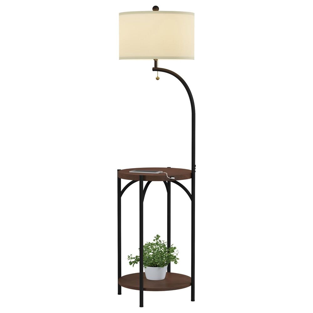 Timberlake Rustic Modern Floor Lamp with Side Table and USB Charging Ports, , large