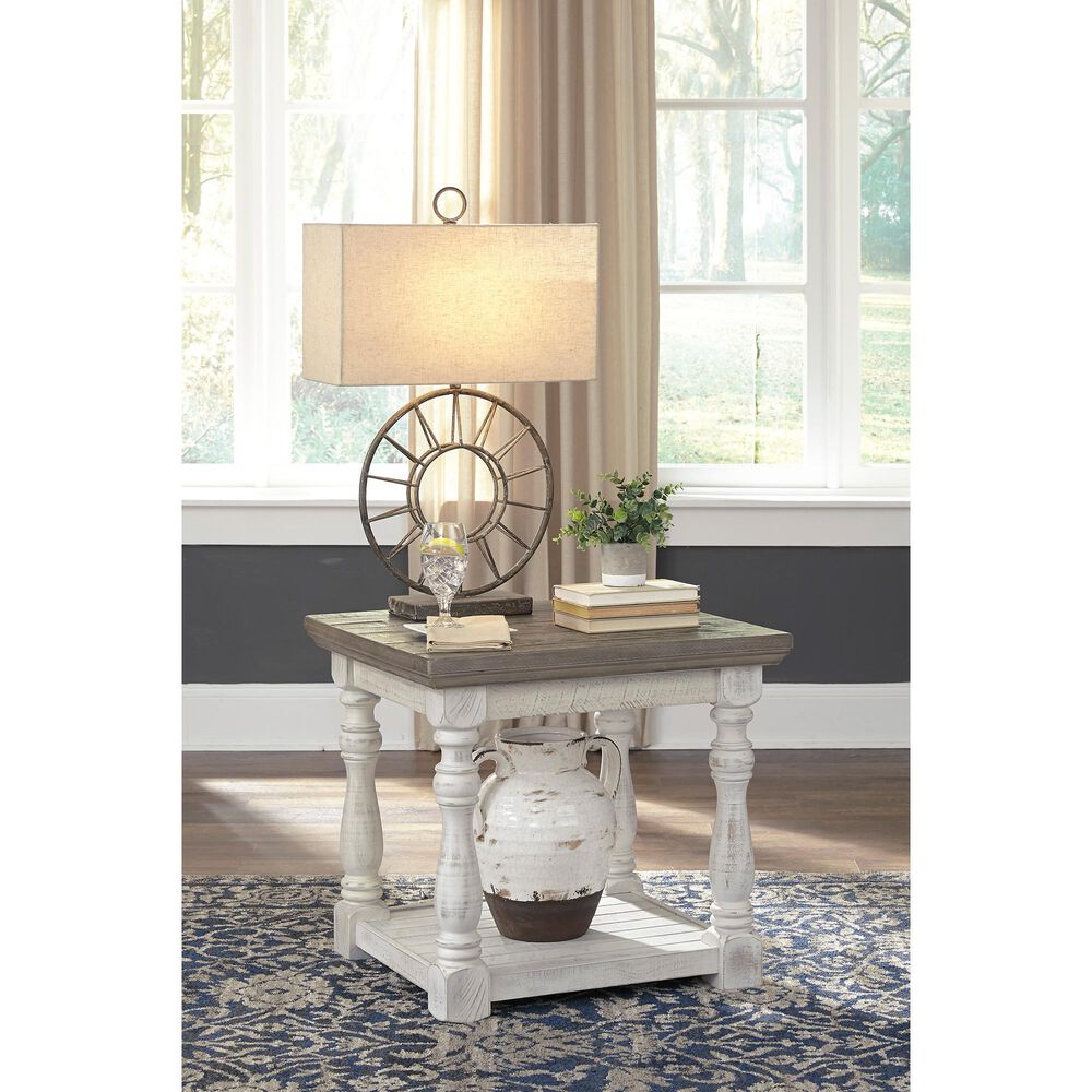 Ashley Havalance Rectangular End Table in Gray and White | NFM