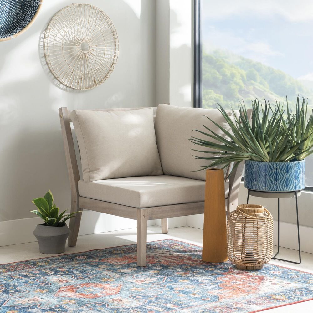 Linon Home Decor Teagon Patio Corner Chair in Beige, , large