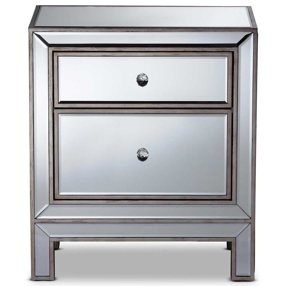 Baxton Studio Fadri 2 Drawer Nightstand in Mirrored, , large