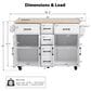 HOMLUX 56.5"" Kitchen Island with Drop Leaf in White and Natural, , large