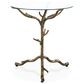 Furniture of America Lalia Side Table with Tempered Glass Top and Tree Branch Base in Matte Gold, , large