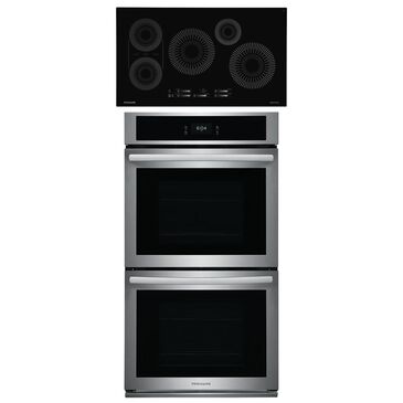 Frigidaire 2-Piece Kitchen Package with Stainless Steel 27" Built-In Convection Double Wall Oven and Black 36" Induction Cooktop, , large