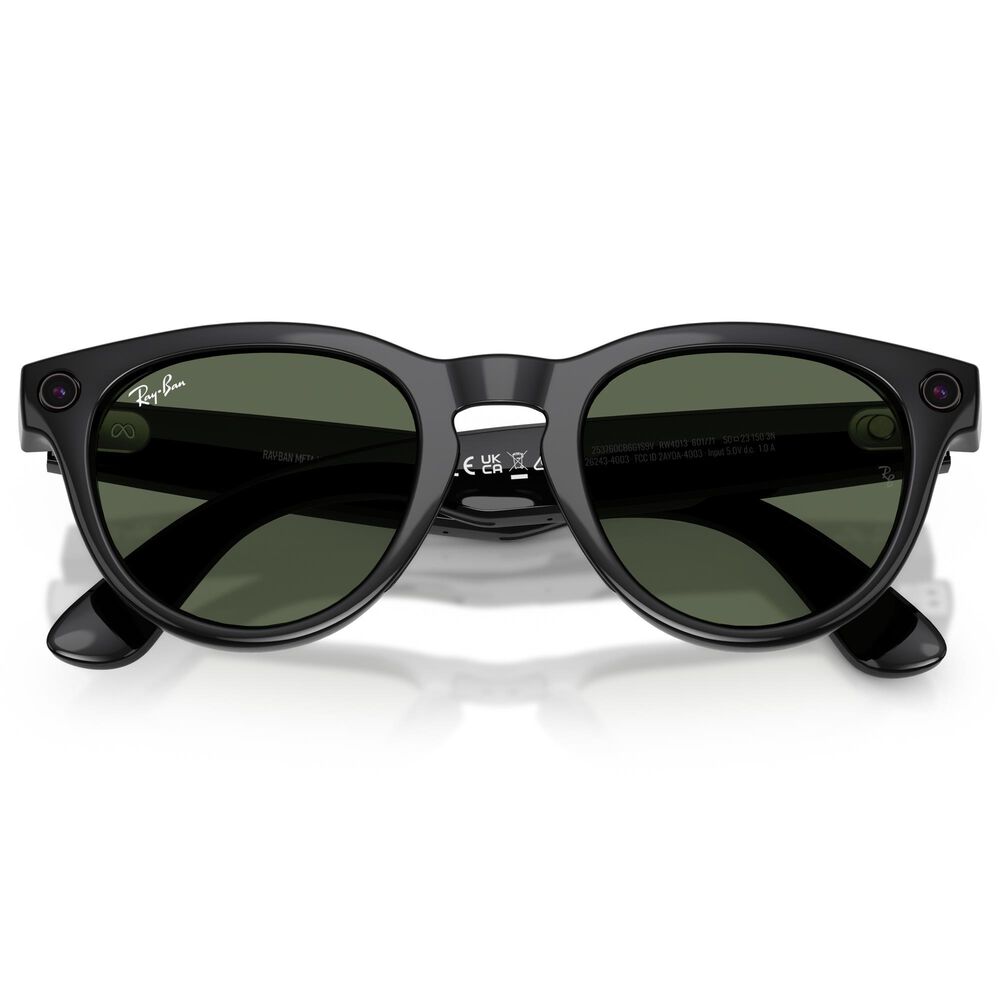 Rayban Glasses Headliner Gen 2 High Bridge Fit Sunglasses with Green Lenses in Shiny Black, , large