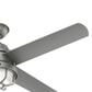 Hunter Searow 54" Outdoor Ceiling Fan with LED Lights in Matte Silver, , large