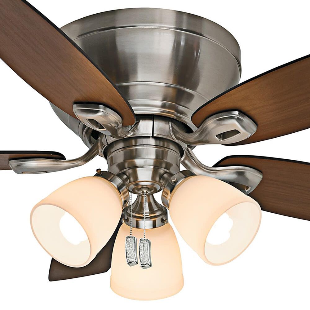 Hunter Durant Low Profile 44&quot; Ceiling Fan with Lights in Brushed Nickel and Walnut, , large