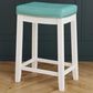Linon Home Decor Claridge Counter Stool with Teal Cushion in White, , large
