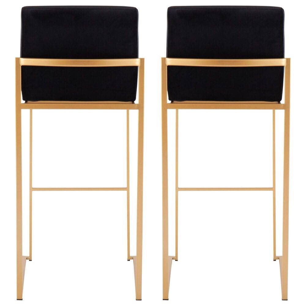 Lumisource Fuji High Back Barstool with Black Velvet in Gold &#40;Set of 2&#41;, , large