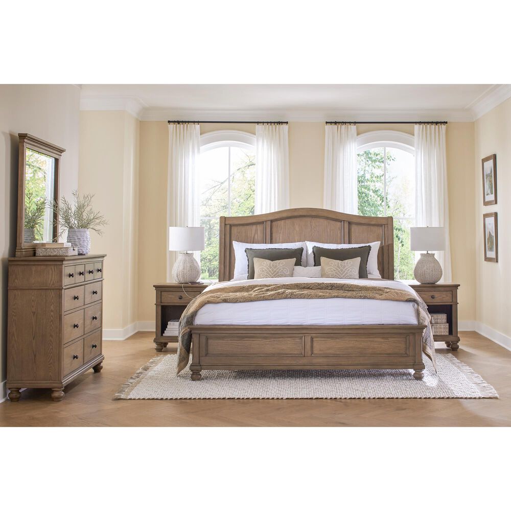 Riva Ridge Oxford California King Sleigh Bed in Tan with USB Ports, , large