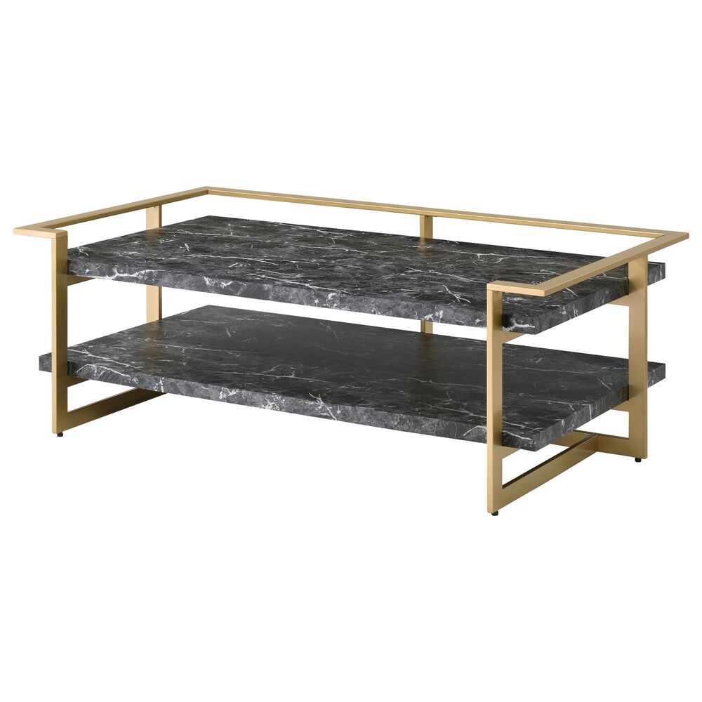 Furniture of America Magee Coffee Table Set in Black and Gold &#40;Set of 2&#41;, , large