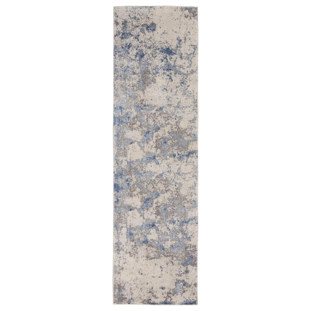 Nourison Silky Textures SLY04 2"2" x 7"6" Blue, Ivory and Grey Runner , , large