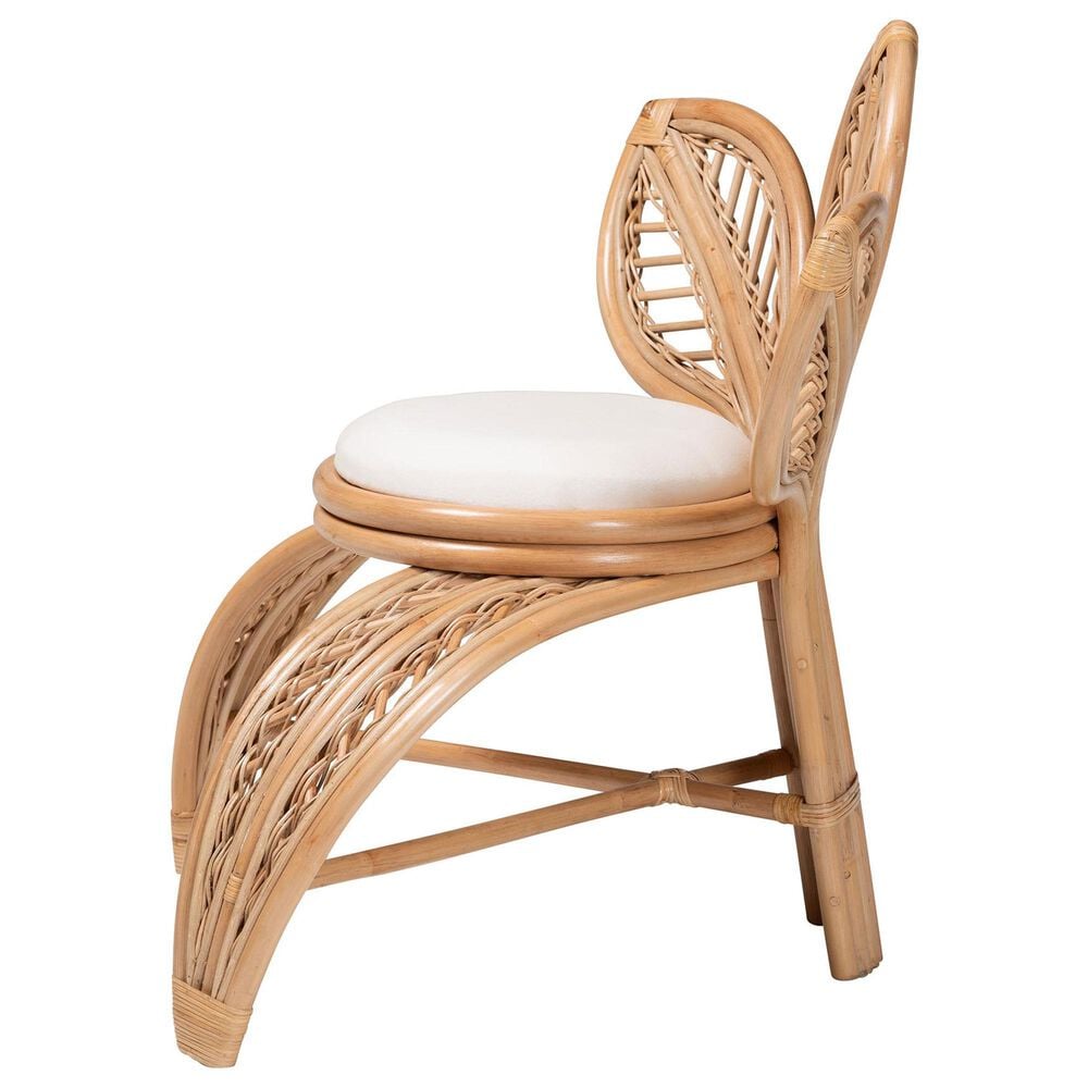 Baxton Studio Gresham Accent Chair with Natural Brown Rattan in White, , large