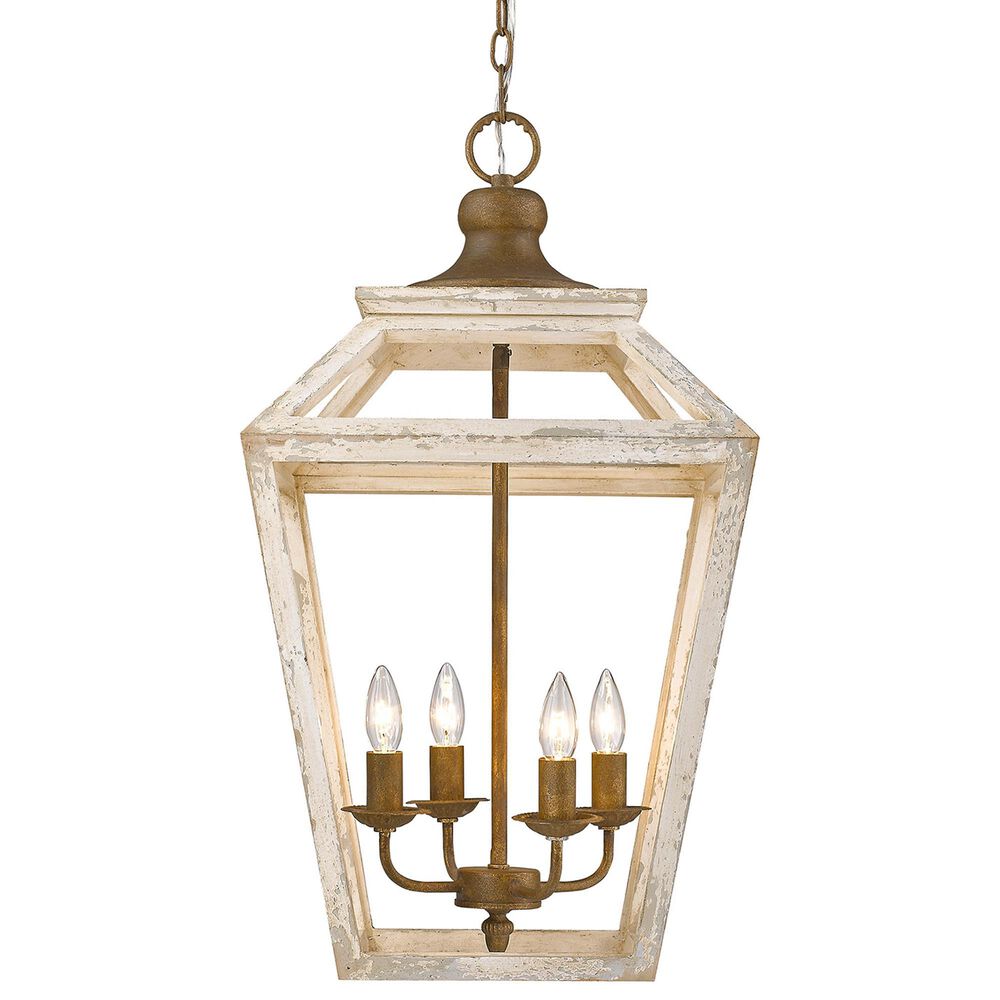 Golden Lighting Haiden 4-Light Pendant in Burnished Chestnut and Distressed Light Gray, , large