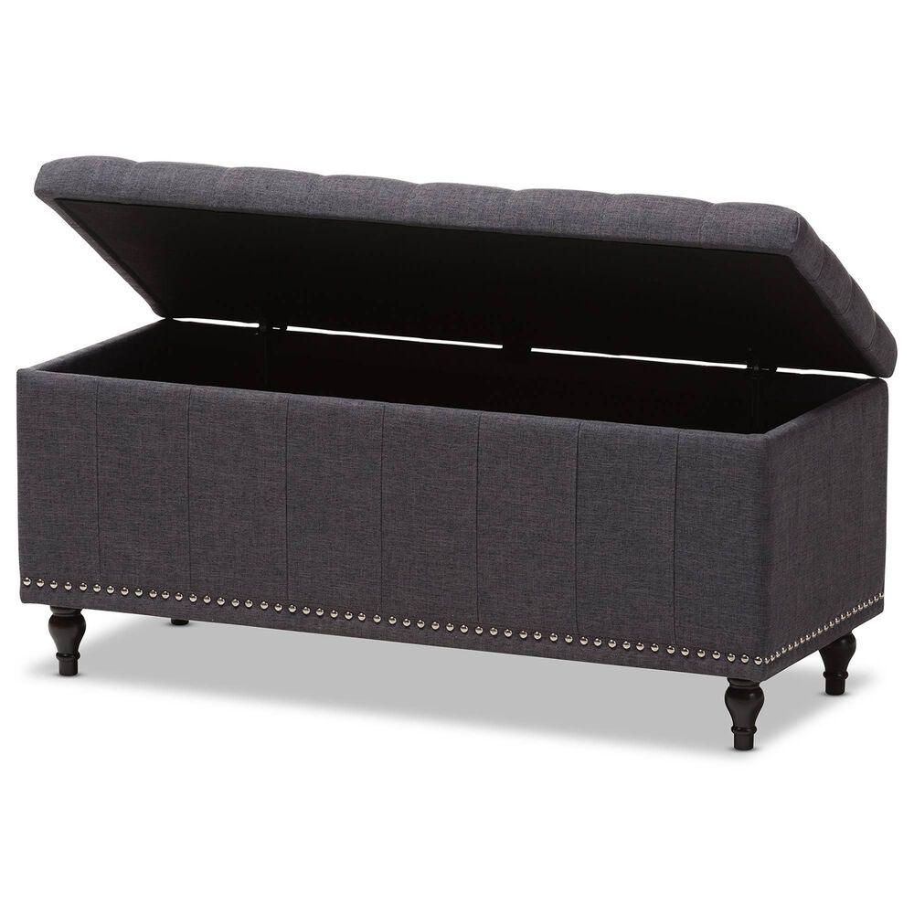 Baxton Studio Kaylee Storage Ottoman Bench in Dark Grey, , large