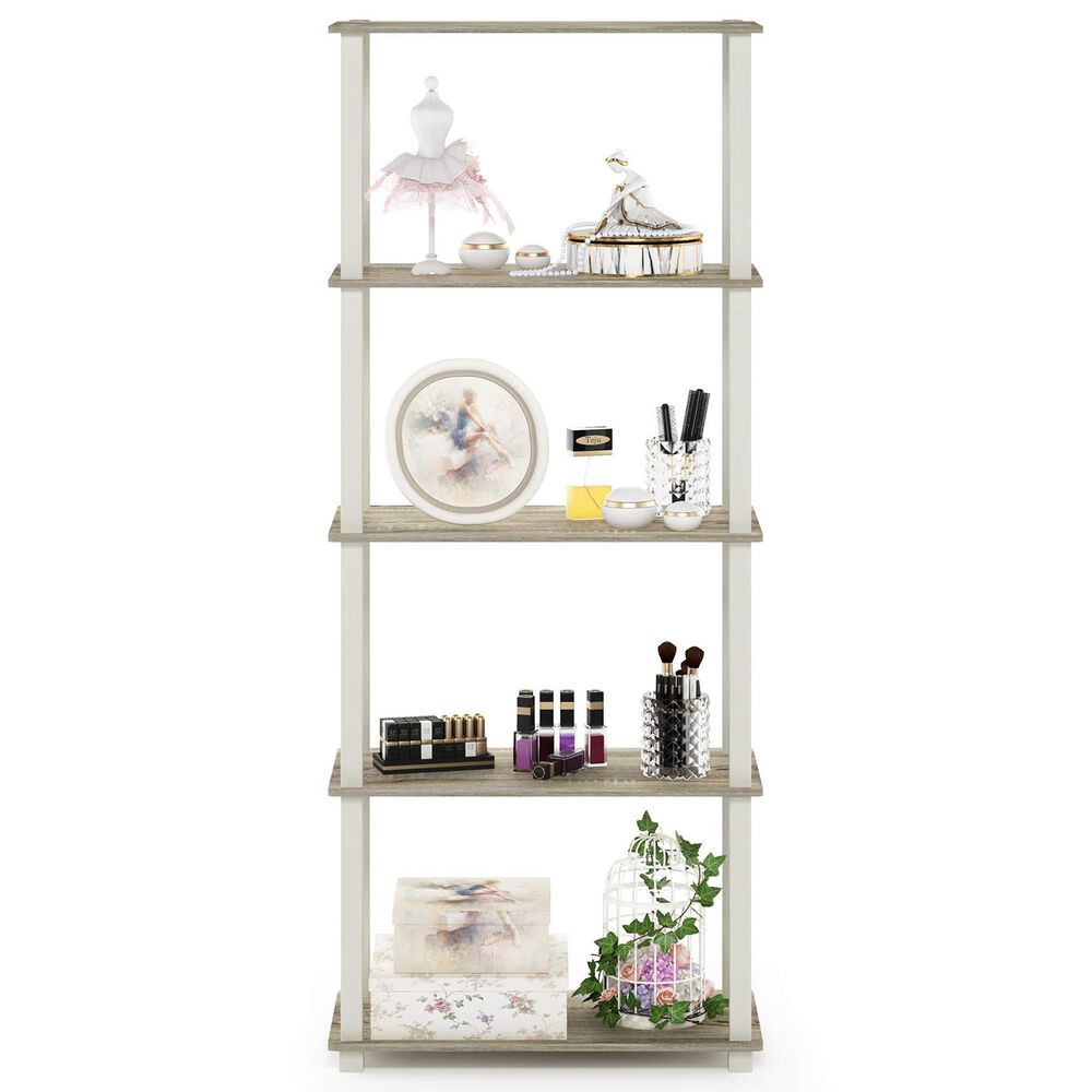 HOMLUX 5-Tier Display Rack in Sonoma Oak and White, , large