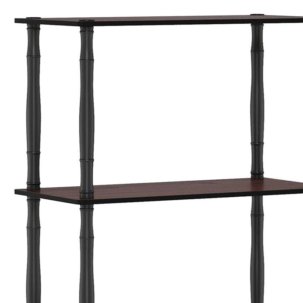 HOMLUX Turn-N-Tube 5-Tier Open Storage Bookshelf in Dark Cherry and Black, , large