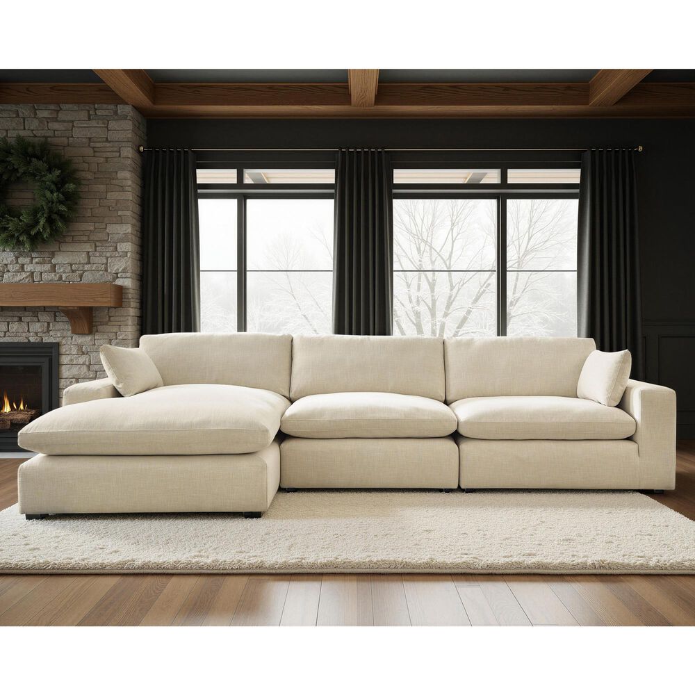 Ashley Elyza 3-Piece Left Facing Sectional with Chaise in Linen, , large