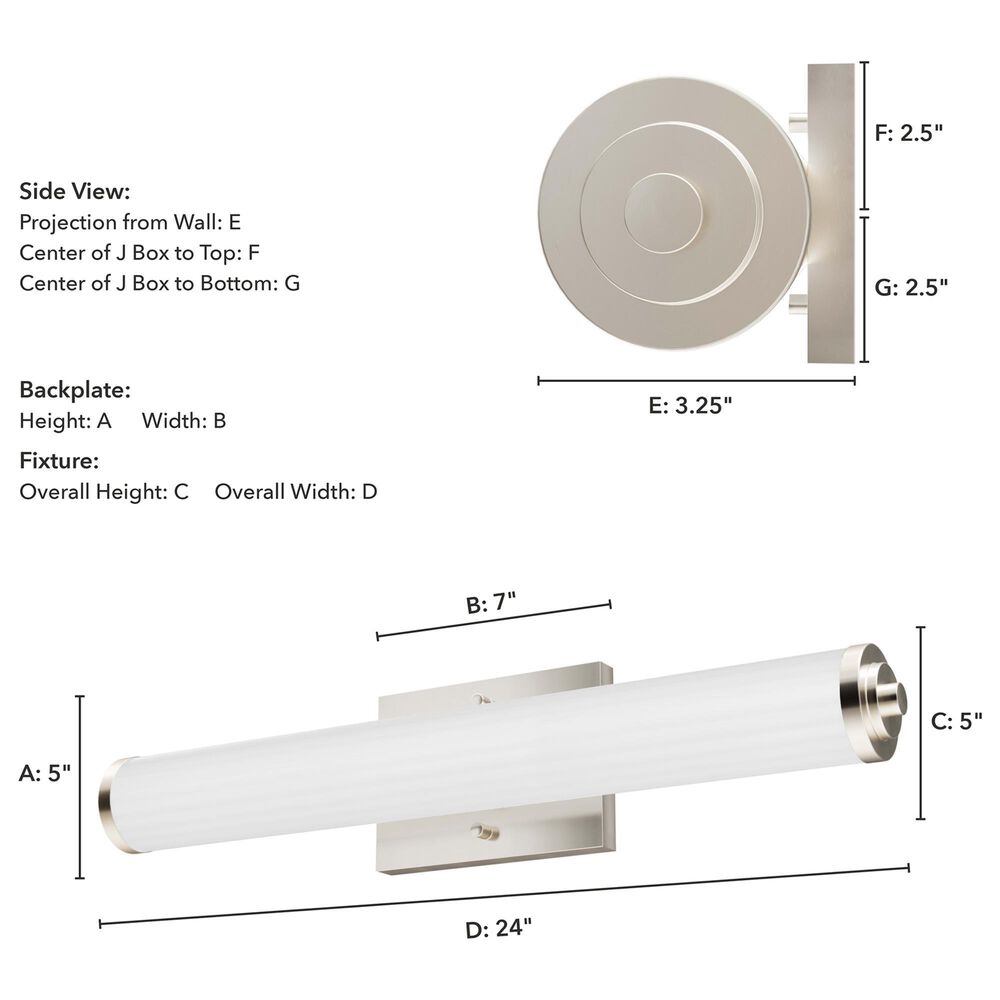 Hunter Holly Grove 24&quot; 2-Light Vanity with Cased White Shade in Brushed Nickel, , large