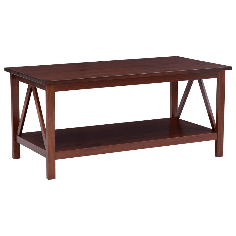 Linon Home Decor Trenton Coffee Table in Antique Tobacco, , large