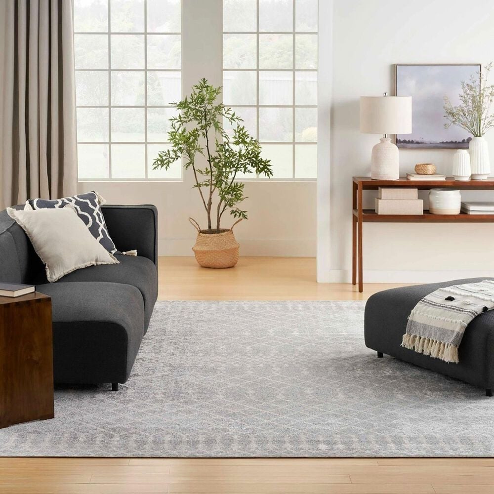Nourison Astra Machine Washable 9&#39; x 12&#39; Grey Area Rug, , large