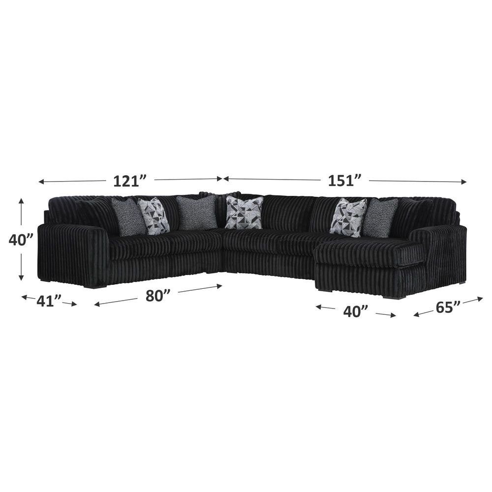 Ashley Midnight-Madness 4-Piece Sectional with Right-Facing Chaise in Onyx, , large