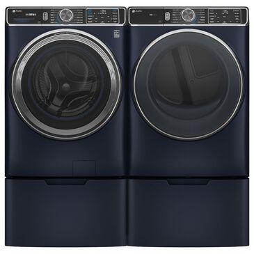 GE Appliances Front Load Washer and Gas Dryer with Pedestal in Sapphire Blue, , large