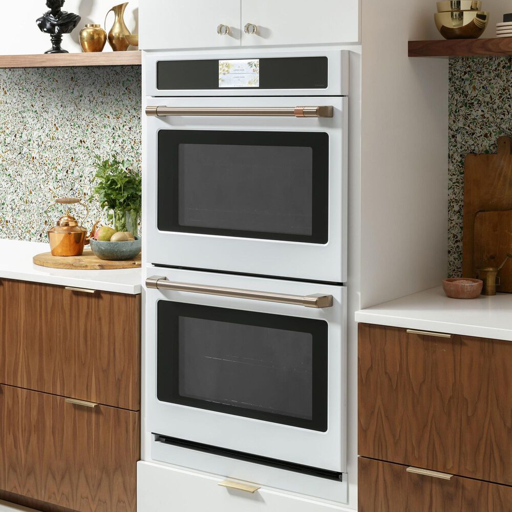 Cafe 30&quot; Smart Double Electric Wall Oven with Convection in Matte White and Brushed Black, , large