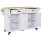 HOMLUX Kitchen Island with Rubber wood Countertop in White, , large