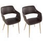 LumiSource Margarite Arm Chair with Espresso Faux Leather Cushion in Gold Metal  (Set of 2), , large