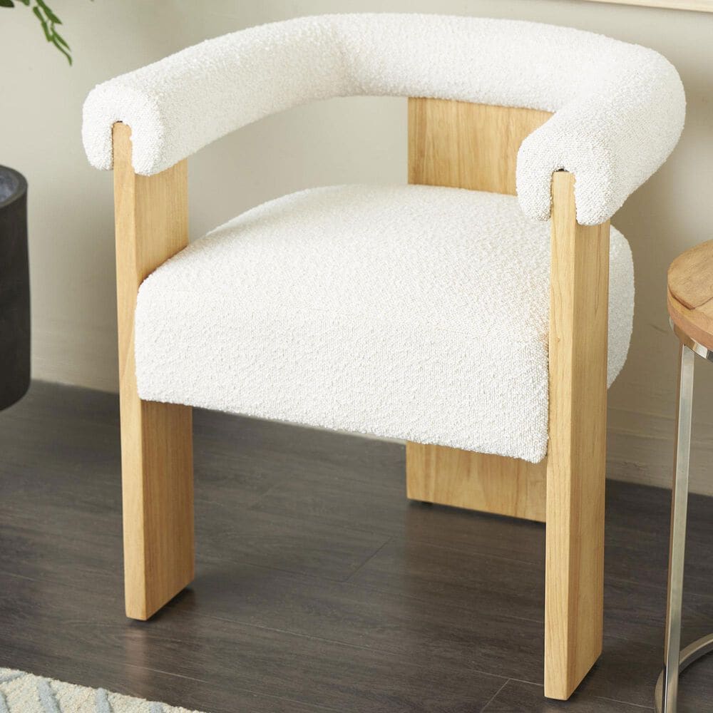 Maple and Jade Curved Back Accent Chair in Cream, , large