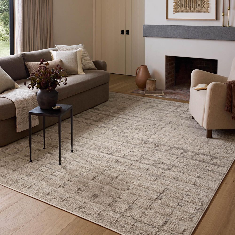 Amber Lewis x Loloi Monty 6&#39;7&quot; x 9&#39;3&quot; Pebble and Beige Area Rug, , large
