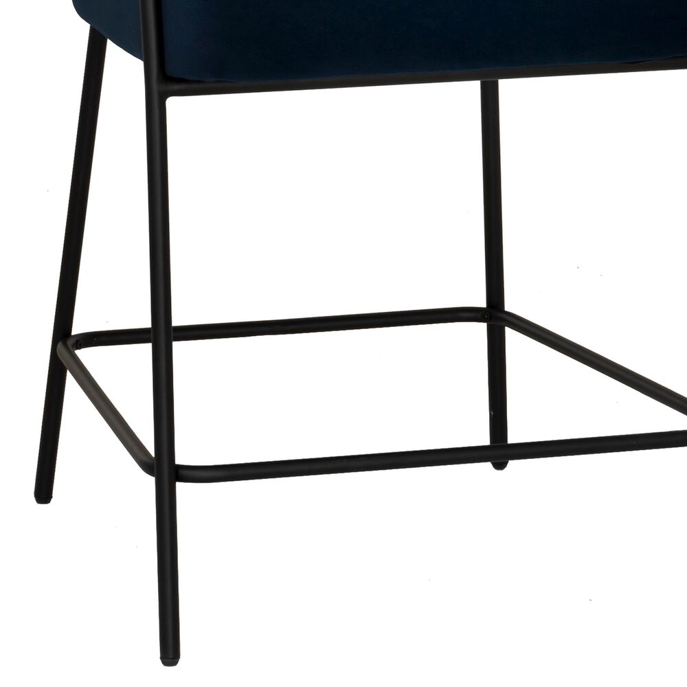 Linon Home Decor Prestwick Counter Stool with Navy Cushion in Black (Set of 2), , large