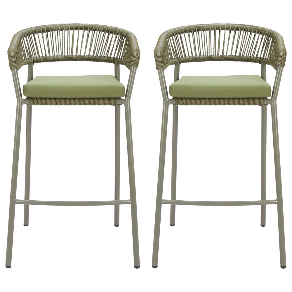 Zuo Modern Skye Patio Barstool in Green (Set of 2), , large