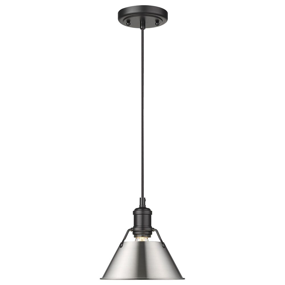 Golden Lighting Orwell 1-Light Small Pendant with Pewter Shade in Matte Black, , large
