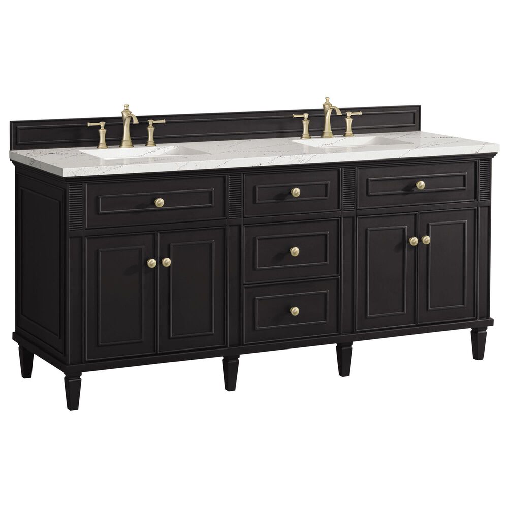 James Martin Vanities Lorelai 72" Double Vanity in Black Onyx with 3 cm Ethereal Noctis Quartz Top, , large