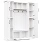 HOMLUX 5-Hook Hall Tree with 4 Side Cabinets and Storage Bench in White, , large