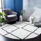 Safavieh August Shag 6"7" Round Ivory and Black Area Rug, , large