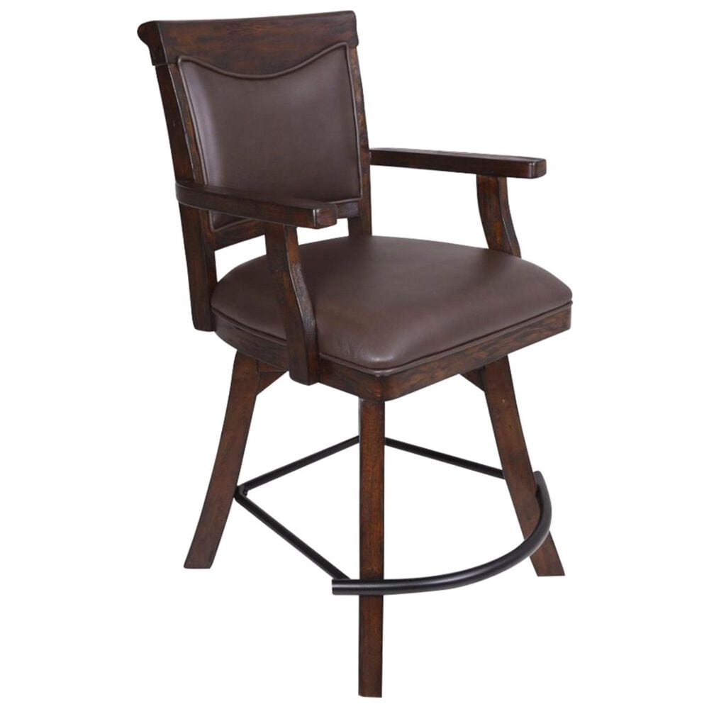 Radius Gettysburg Spectator Counter Stool with Brown Cushion in Rich Oak, , large