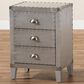 Baxton Studio Claude 3-Drawer End Table in Silver, , large