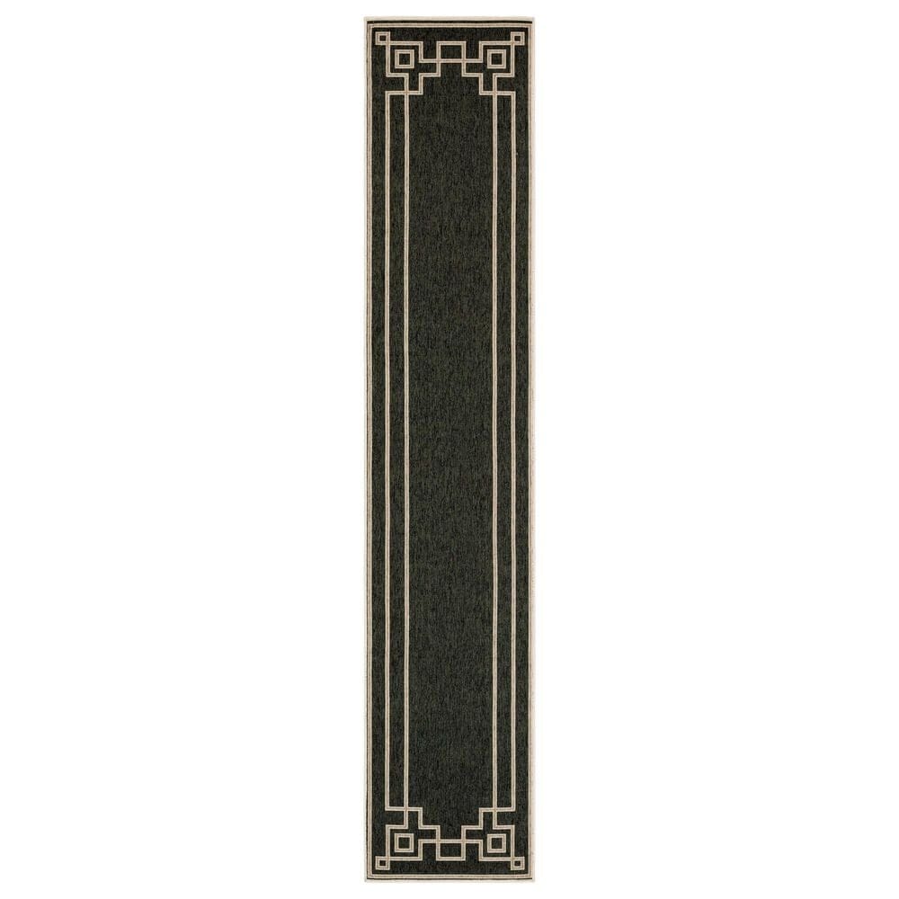 Surya Alfresco 2"5" x 11"10" Black, Brown and Beige Indoor/Outdoor Runner, , large