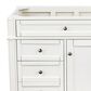 James Martin Brittany 36" Single Bathroom Vanity in Bright White with 3 cm White Zeus Quartz Top and Rectangular Sink, , large