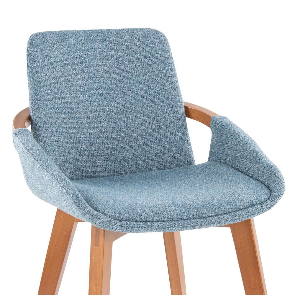 LumiSource Cosmo Arm Chair with Blue Noise Fabric Cushion in Walnut, , large