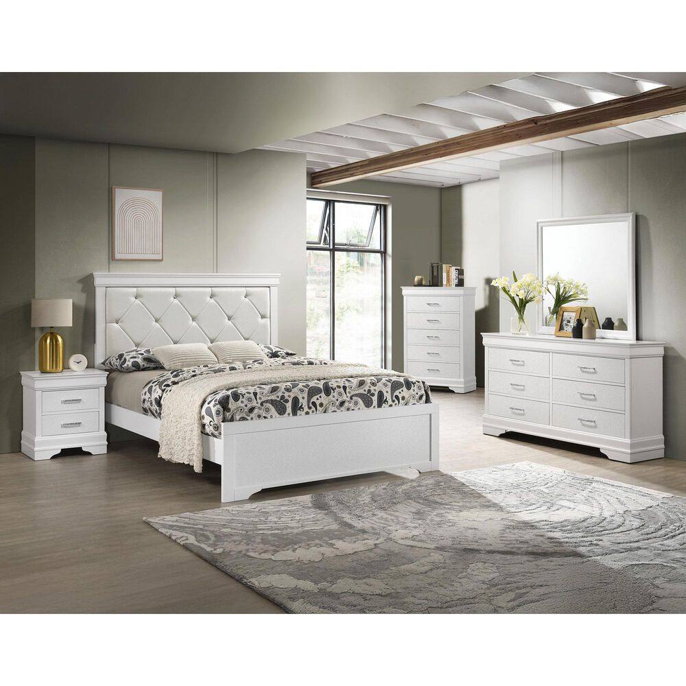Crown Mark Amalia 6-Drawer Dresser and Mirror in White, , large