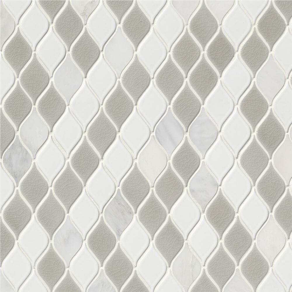 MS International Cresta White and Gray 12" x 12" Porcelain Mosaic Sheet, , large