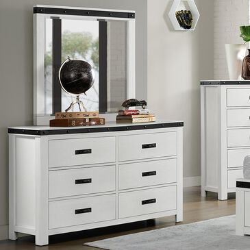 Mayberry Hill Wade 6-Drawer Dresser and Mirror in White, , large