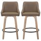 LumiSource Hannah Swivel Counter Stool with Brown Faux Leather Upholstery in Whitewashed and Black (Set of 2), , large
