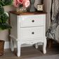 Baxton Studio Darlene 2-Drawer End Table in White and Cherry Brown, , large