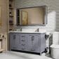 Lexora Home Jacques 60" Double Bathroom Vanity in Dark Grey with 2 cm White Quartz Top and Rectangular Sinks, , large