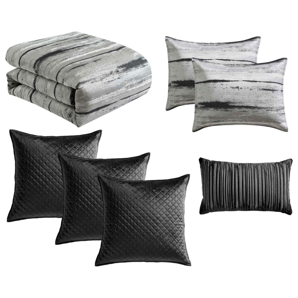 Hallmart Collectibles Eris 7-Piece King Comforter Set in Black and Gray, , large