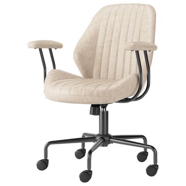 HOMLUX Mid Back Ergonomic Office Chair with Suede Leather in Beige, , large
